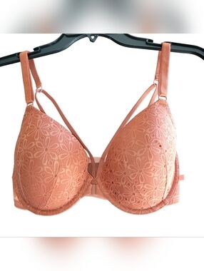 Victoria's Secret Sexy Tee Lace Front-Close Push-Up Bra - Peach/Rust 36DD NWT